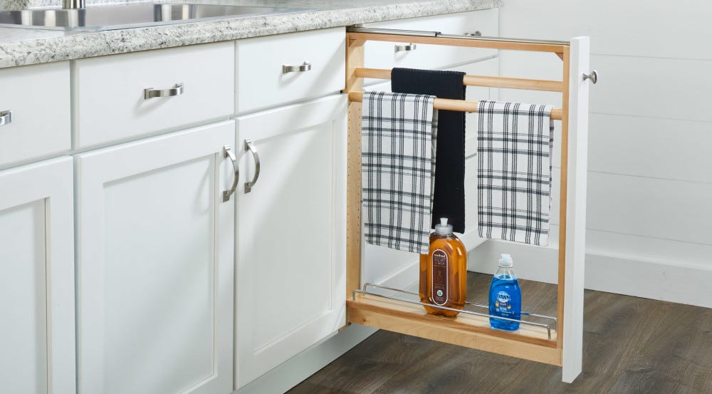 Wood Towel Bar Filler Pullout Organizer Wood Towel Bar Filler Pullout Organizer
