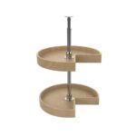 Natural Wood Kidney-Shaped 2-Shelf Lazy Susan for Wall Cabinets