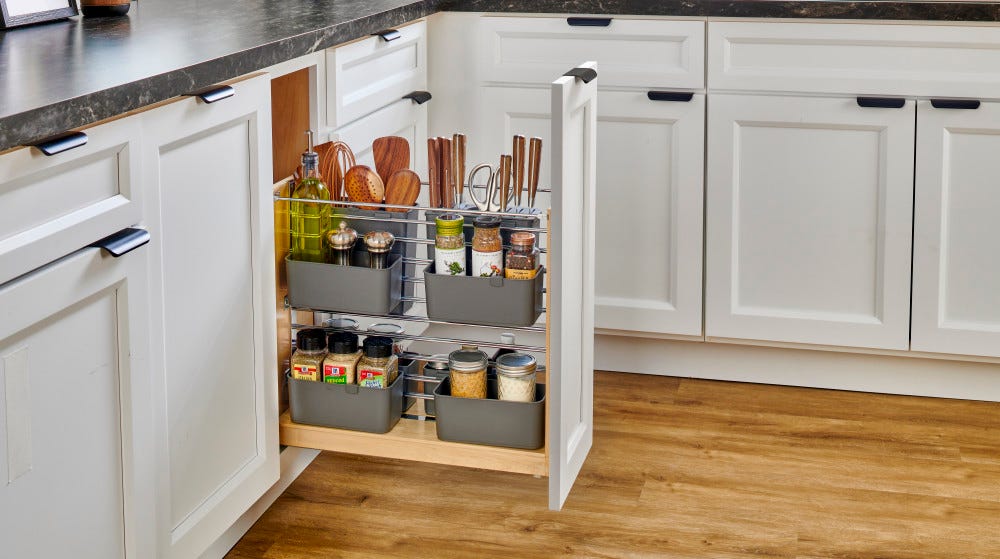Wood Base Cabinet Modular Pullout Organizer w/ Soft Close Wood Base Cabinet Modular Pullout Organizer w/ Soft Close