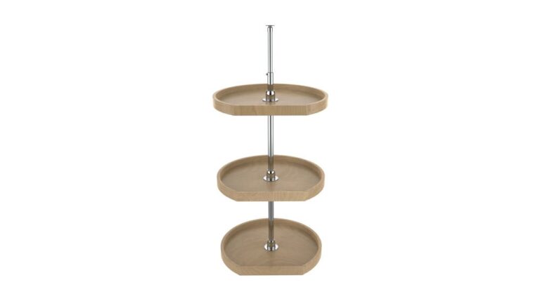 (3) Shelf Wood Classic D-Shape Wall Lazy Susan