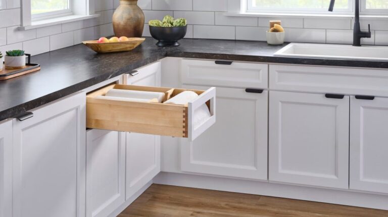Wood Base Cabinet Paper Towel Drawer System w/ BLUM Soft-Close