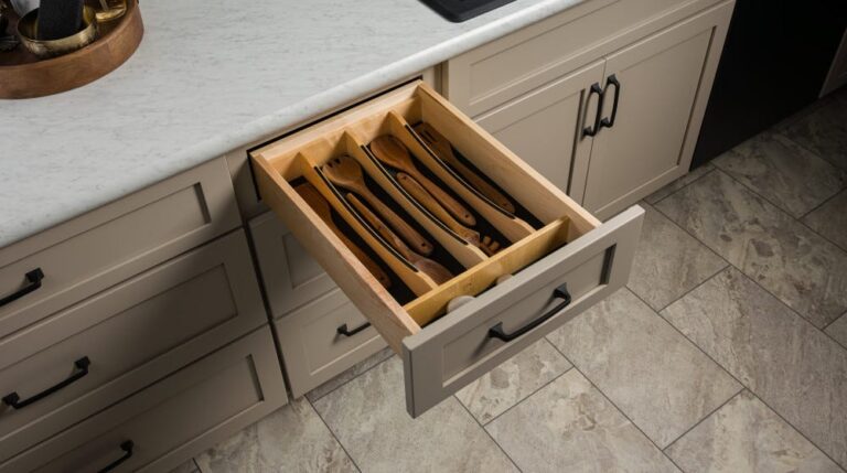 Craftsman Collection Solid Wood Utensil Drawer Insert w/ Black Accents