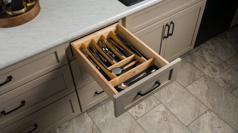Craftsman Collection Solid Wood Cutlery Drawer Insert w/ Black Accents Craftsman Collection Solid Wood Cutlery Drawer Insert w/ Black Accents