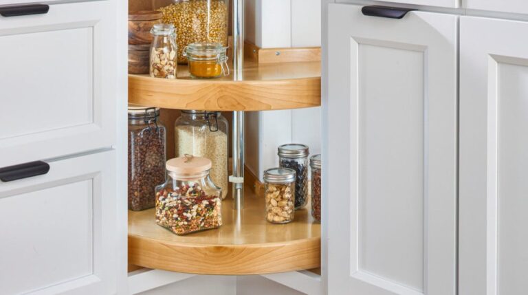 Natural Wood Pie Cut 2-Shelf Lazy Susan