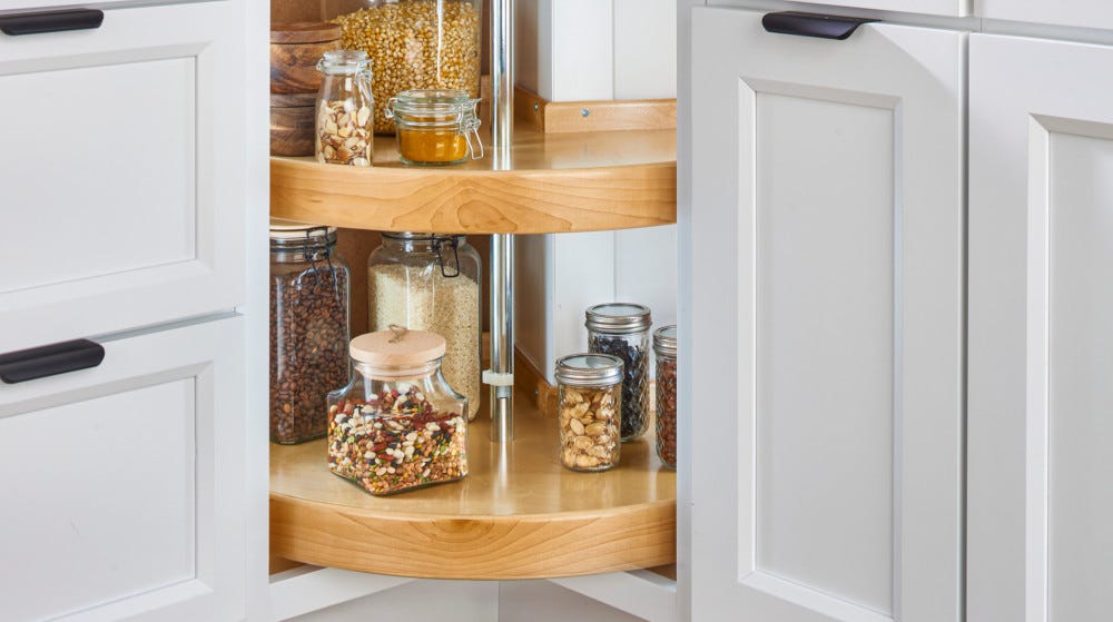Natural Wood Pie Cut 2-Shelf Lazy Susan Natural Wood Pie Cut 2-Shelf Lazy Susan