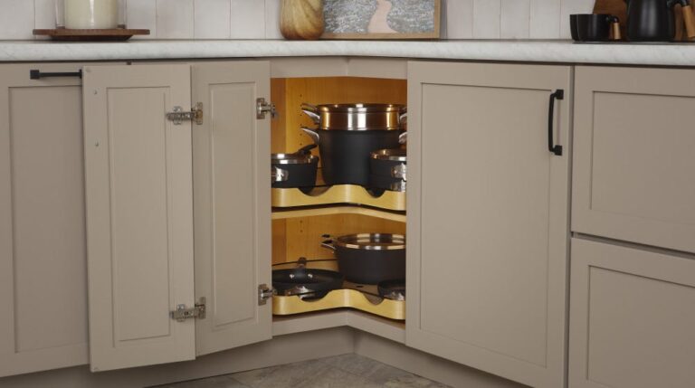 Craftsman Collection Solid Wood Kidney-Shaped Lazy Susan for Corner Base Cabinets w/ Swivel Bearing