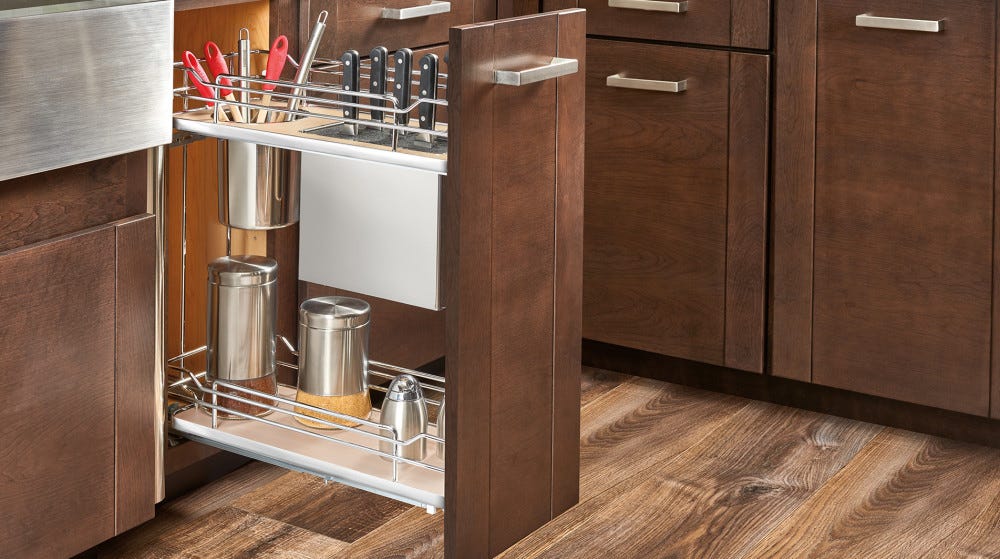 Contemporary Base Cabinet Pullout w/ Knife Block and Utensil Bin Contemporary Base Cabinet Pullout w/ Knife Block and Utensil Bin